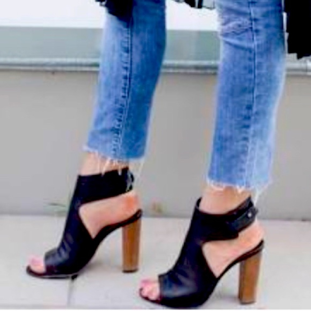 Vince Addie Leather Peep-Toe Bootie